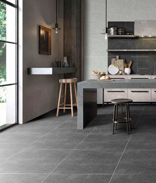 Gạch granite đồng chất với khả năng chịu lực tốt nên được dùng cho cả không gian bếp