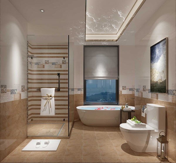 Khi trang trí không gian phòng tắm cần chú ý tới màu sắc của gạch lát nền và gạch ốp tường