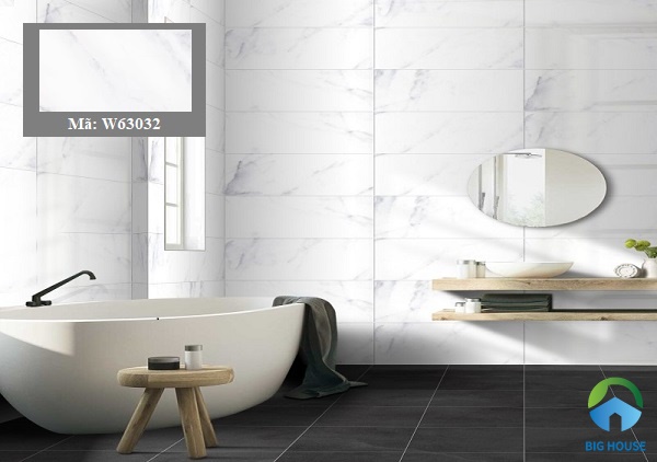 Phòng tắm sử dụng mẫu gạch ốp tường giả đá màu trắng sang trọng