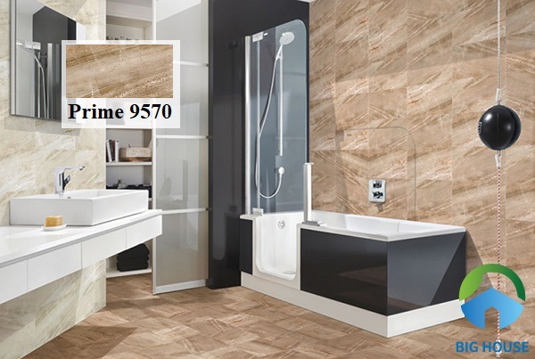 Sử dụng gạch Prime 9570 30x60 trang trí tường phòng tắm diện tích nhỏ
